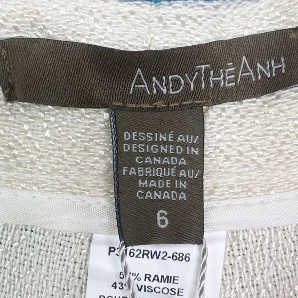 NWT AndyTheAnh Wide Leg Ramie Ivory Pants Sz 6 - Picture 8 of 14